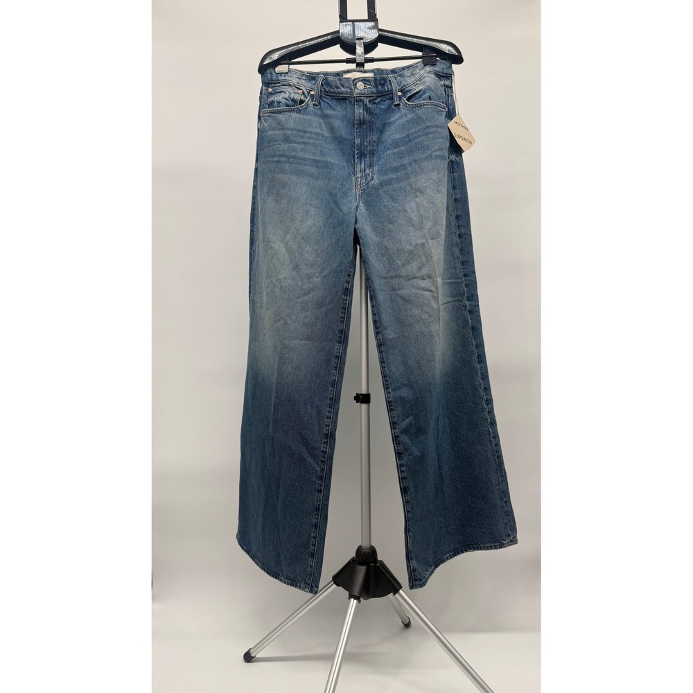 NWT MOTHER Superior The Ditcher Roller Zip Sneak Jeans 33 Wide Leg High Rise